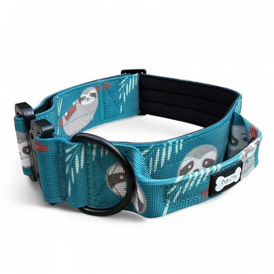 Lazy Sloth Tactical Dog Collar with Handle – Durable & Stylish for Large Dogs